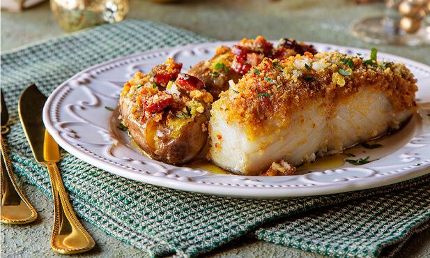 Bacalhau com Broa, Linguiça e Bacon